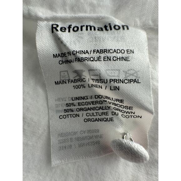 Reformation XL Ramone Babydoll 100% Linen Mini Dress Long Sleeve Fit&Flare White - Picture 10 of 10